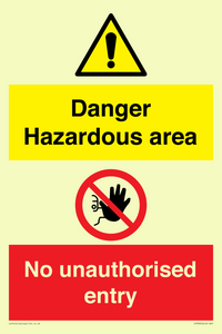 Danger Hazardous area
No unauthorsied entry